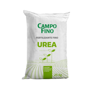 Saco de Urea CampoFino 25 kg, fertilizante nitrogenado con 46% de nitrógeno para cultivos agrícolas y frutales.