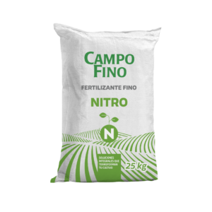 Saco de Nitro CampoFino de 25 kg, fertilizante nitrogenado estabilizado con azufre para una nutrición eficiente y prolongada.